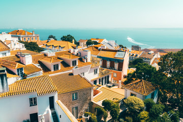 Aerial View Of Lisbon City Rooftops In Portugal