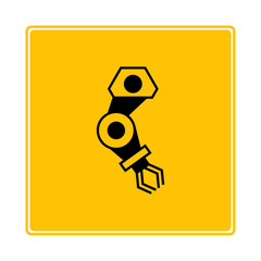 robotic arm icon in yellow background