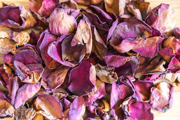 Dried rose petals: for tea, alternative medicine, potpourri. Copyscape.