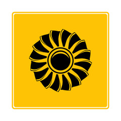 jet turbine, wind blade icon in yellow background