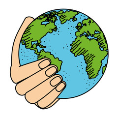 hand with world planet earth
