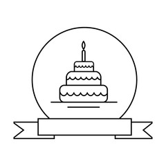 Birthday cake vector icon on white background, card