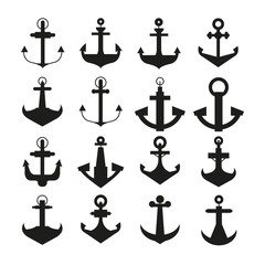 anchor icons set on white background