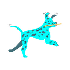 Vector illustration of dalmatian dog in hand drawn sketch style. Flat and line design element isolated on white background.