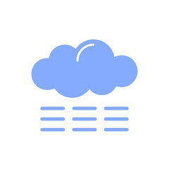 Cloud with fog icon. Flat and line style vector illustration isolated on white background. Weather, internet concept for web, app, logo.