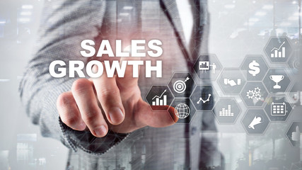 Chart growth concept. Sales increase, marketing strategy. Double exposure with business graph.