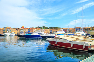 Boats in a port of Saint Tropez, France