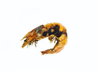 grilled prawns isolate on white Background