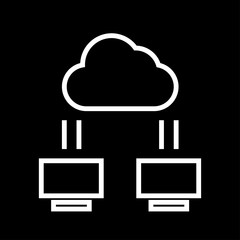Computers and cloud sign sharing information - black background