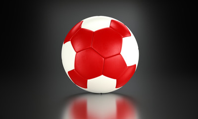 Football 3d concept. Ball with national flag of England in the black metallic studio.