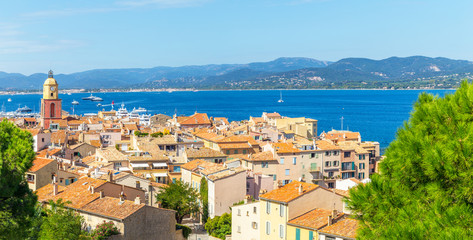 Fototapeta na wymiar A view of streets and lanscape of Saint Tropez, France