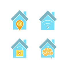 smart home technology and device icons set