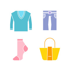 cloth and fashion accessories icons set