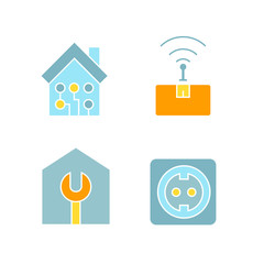smart home technology and device icons set