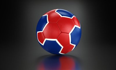 Obraz premium Football 3d concept. Ball with national flag of Iceland in the black metallic studio.