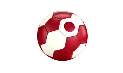 Football 3d concept. Ball with national flag of Japan. Isolated on the white background.