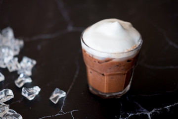 Glass of cold Iced chocolate