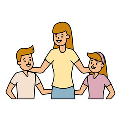 mom with son and daughter