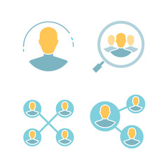 people connection and human resource concept icons