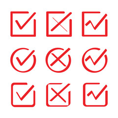 red check marks, wrong marks