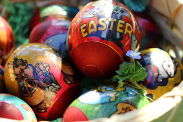 Easter eggs in basket