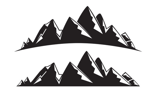 mountains range silhouette on white background