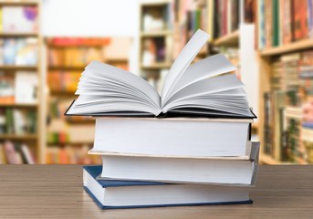 Old books on dark  background