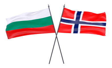 Fototapeta na wymiar Bulgaria and Norway, two crossed flags isolated on white background. 3d image