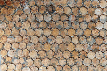 Wood timber construction material for background and texture. wood logs, stacked pine timber for construction buildings. used for creative images. decorating walls and floors.