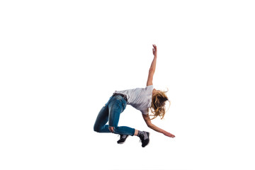 Strong woman doing aerobic