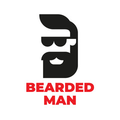 Illustration of a man with a beard and mustache, for barbershop or male hairdresser