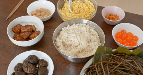 Food prepare for making sticky rice dumpling