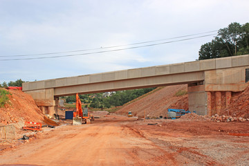 Road bridge and bypass under construction
