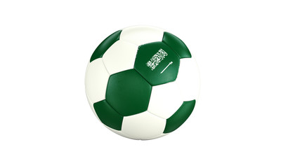 Football 3d concept. Ball with national flag of Saudi Arabia. Isolated on the white background.