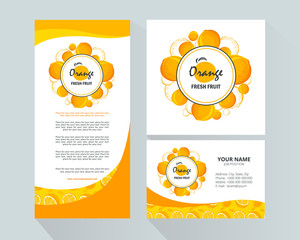 Template for brand Orange fresh fruit company, factory of fresh juices, shop, bar. Design element for business card, banner, template, brochure template