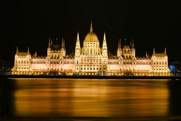 Fototapeta na wymiar Parliament Building of Budapest Hungary at Night