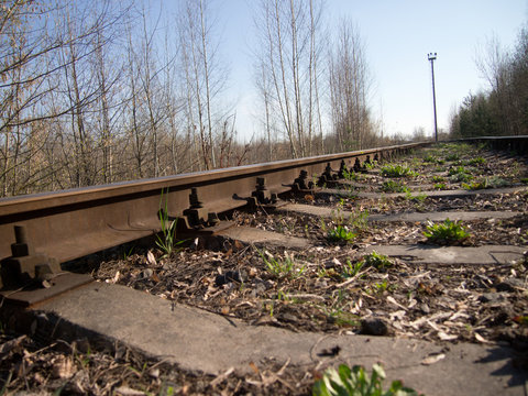 railroad tracks in the field