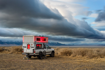 Truck motor home in Oregon desert