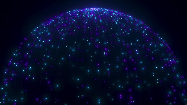  Neon Dome Galaxy -Meteor Rain- blue and purple - 3D Motion Graphic - 4K UHD 3840-2160