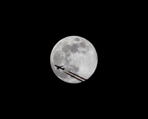 Airliner Passing in Front of a Full Moon (3 of 3)