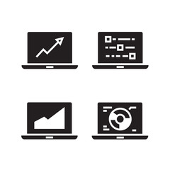 graph and chart data in laptop icons