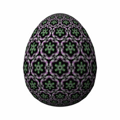 Happy Easter - Frohe Ostern, Artfully designed and colorful easter egg, 3D illustration on white background