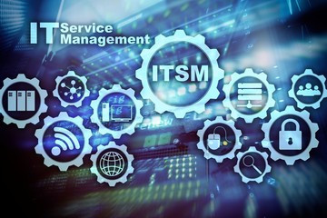  ITSM. IT Service Management. Concept for information technology service management on supercomputer background.