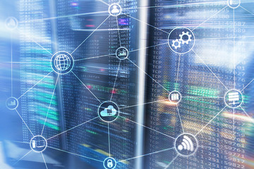 Technology infrastructure cloud computing and communication. Internet concept.