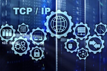 Tcp/ip networking. Transmission Control Protocol. Internet Technology concept.