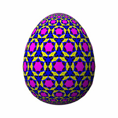 Happy Easter - Frohe Ostern, Artfully designed and colorful easter egg, 3D illustration on white background
