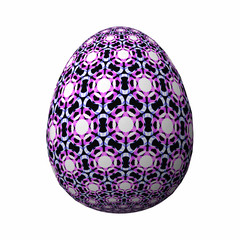 Happy Easter - Frohe Ostern, Artfully designed and colorful easter egg, 3D illustration on white background