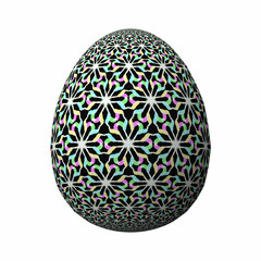 Happy Easter - Frohe Ostern, Artfully designed and colorful easter egg, 3D illustration on white background