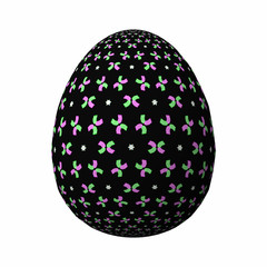 Happy Easter - Frohe Ostern, Artfully designed and colorful easter egg, 3D illustration on white background