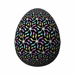 Happy Easter - Frohe Ostern, Artfully designed and colorful easter egg, 3D illustration on white background